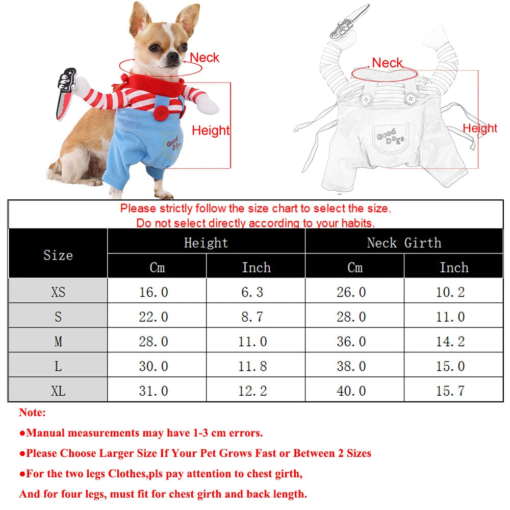 Creepy doll dog costume size chart