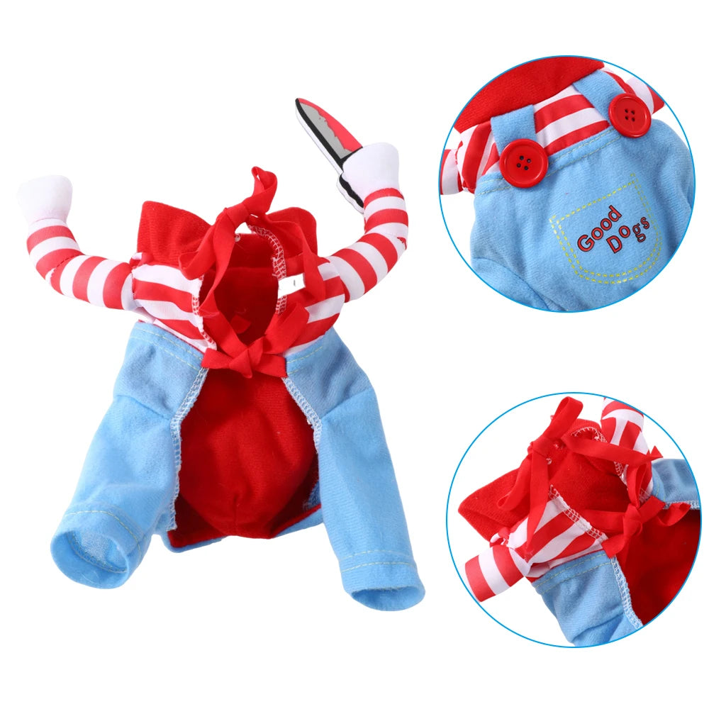 Creepy doll dog costume details